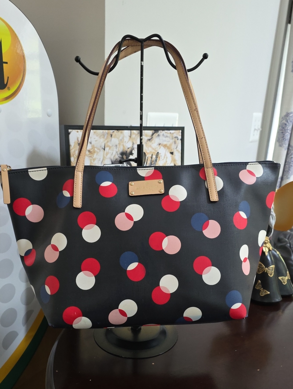 kate spade Tote with Red, Pink, Navy & White Polka Dots Storybook Lining